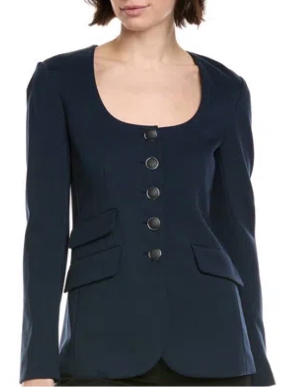 rag & bone Navy Scoop-Neck Button Blazer